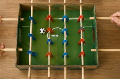 Calcio balilla fai da te: come costruire un biliardino con scatola e mollette