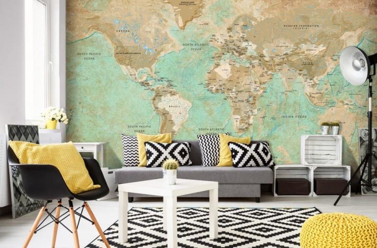 Carta da parati con mappa geografica