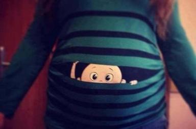 Baby peeking out shirt…