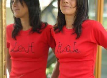 Love Hate Mirror Design T-Shirt