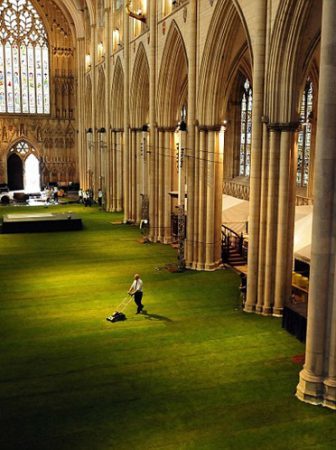 York Minster Cathedral Interior Covered in Grass