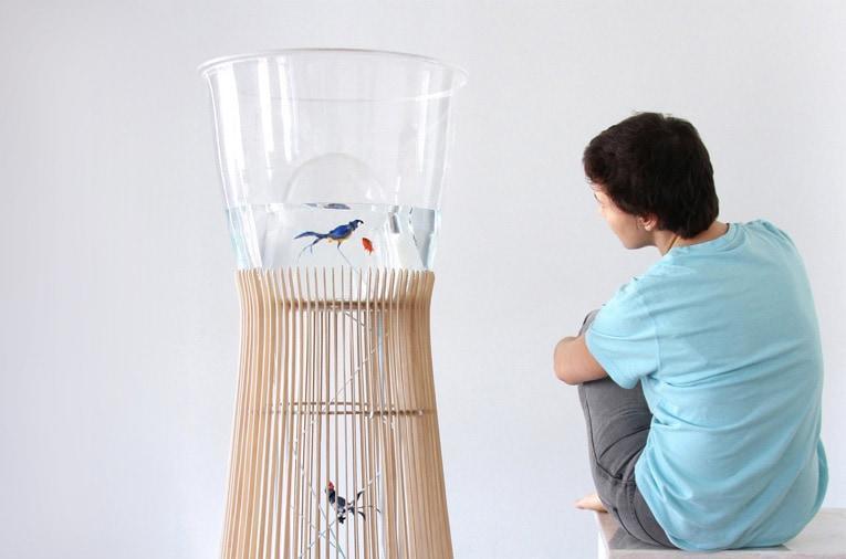 Acquario e gabbia per uccelli Duplex