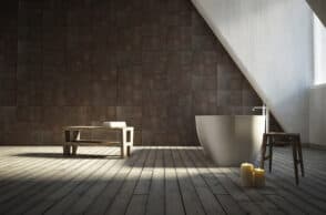 Luna, il bagno si veste di pelle