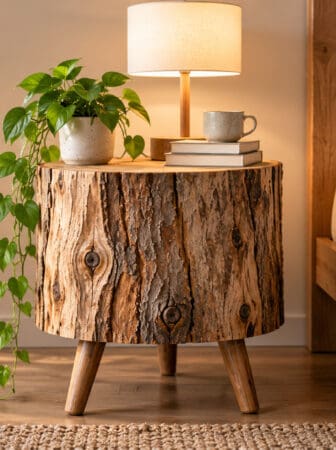Comodino fai da te con tronco d’albero: tutorial passo passo
