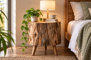 Comodino fai da te con tronco d’albero: tutorial passo passo