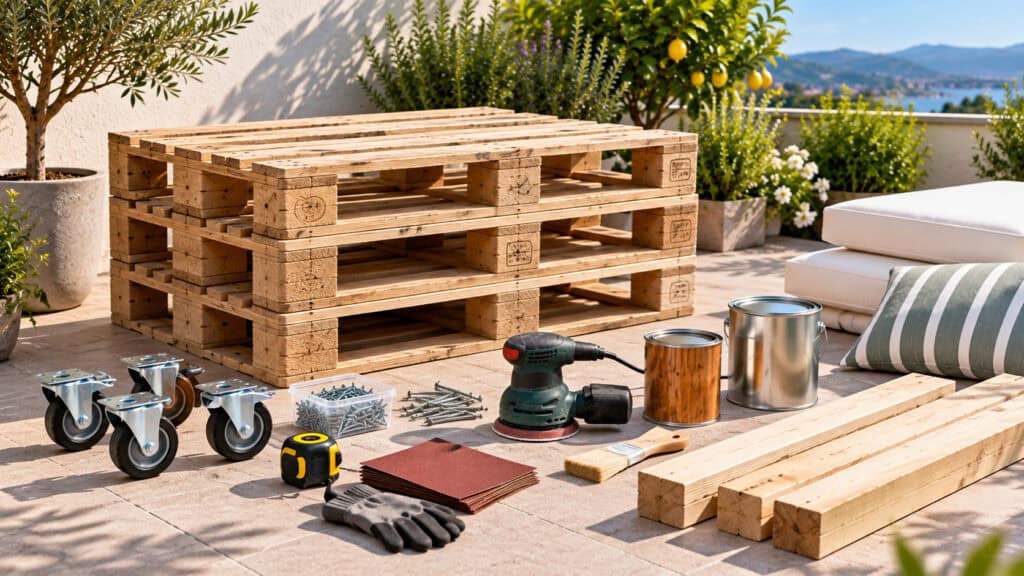 Lettino prendisole fai da te realizzato con pallet e ruote